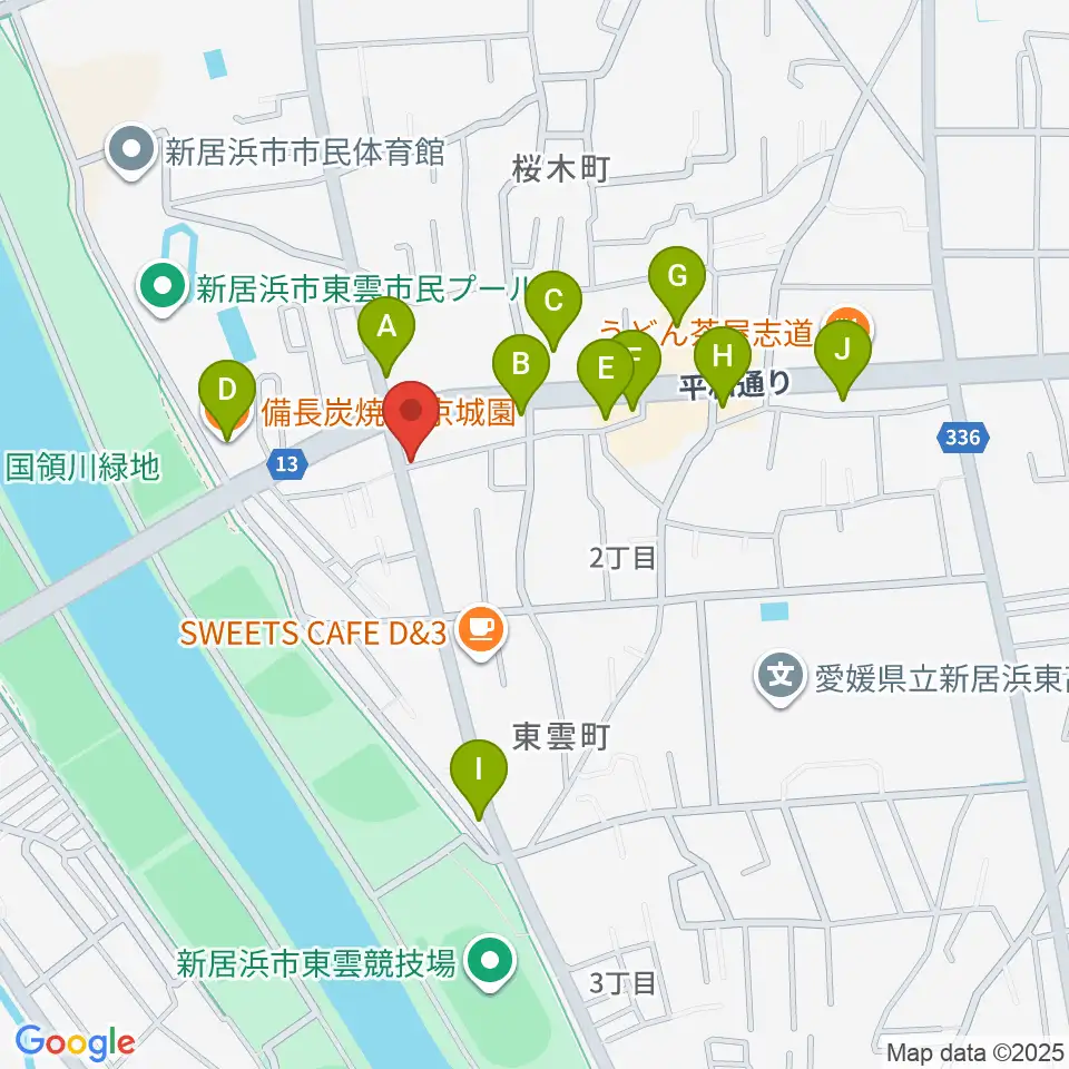 ヤストミ楽器・音楽教室周辺のファミレス・ファーストフード一覧地図