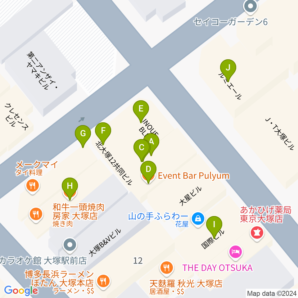 LIVEBAR MARU周辺のファミレス・ファーストフード一覧地図