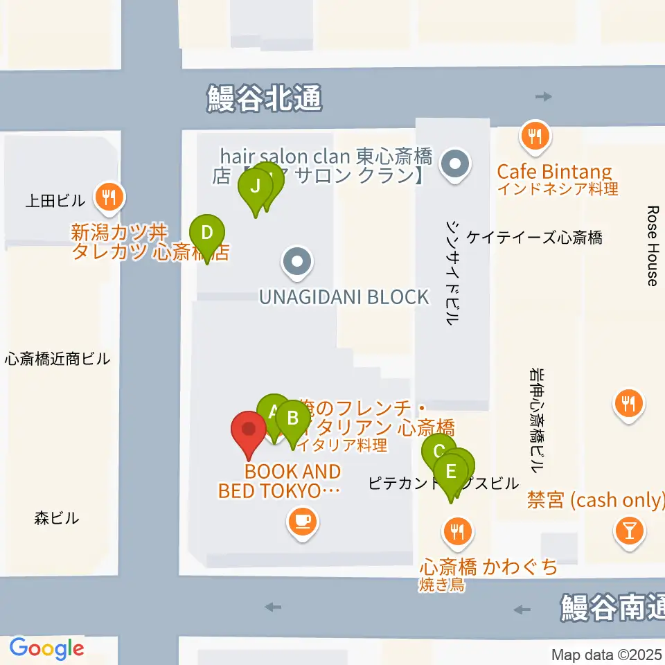 DAIHATSU心斎橋角座周辺のファミレス・ファーストフード一覧地図