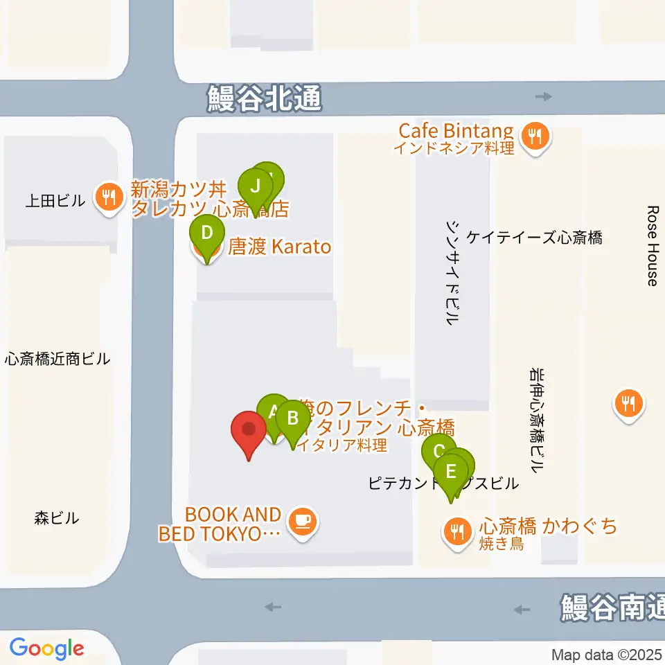 DAIHATSU心斎橋角座周辺のファミレス・ファーストフード一覧地図
