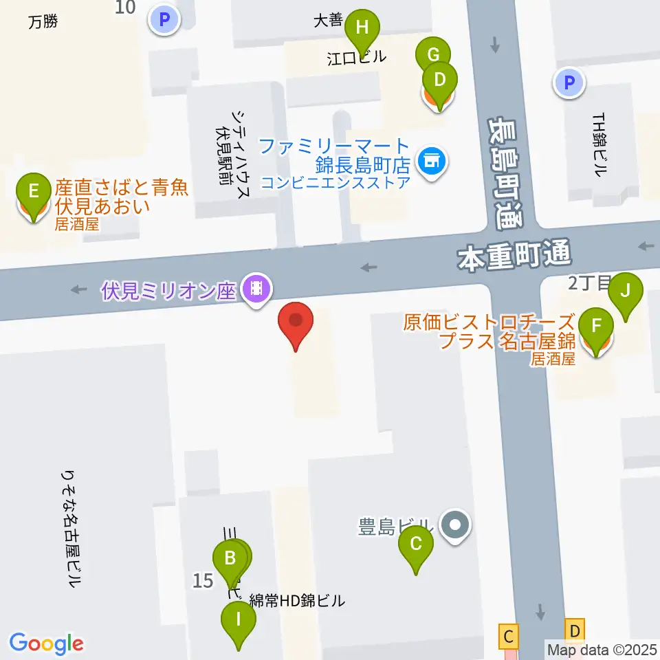 伏見ミリオン座周辺のファミレス・ファーストフード一覧地図
