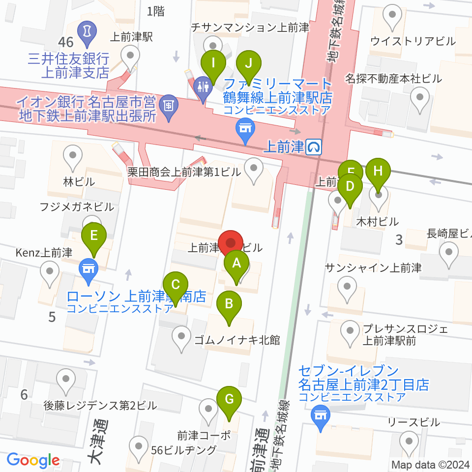 名古屋マーブルレコード周辺のファミレス・ファーストフード一覧地図