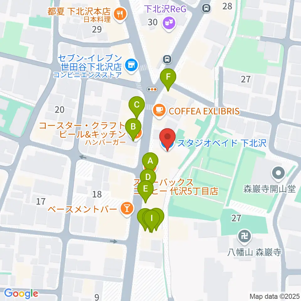 スタジオベイド下北沢店周辺のファミレス・ファーストフード一覧地図