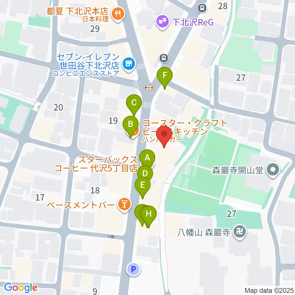 スタジオベイド下北沢店周辺のファミレス・ファーストフード一覧地図
