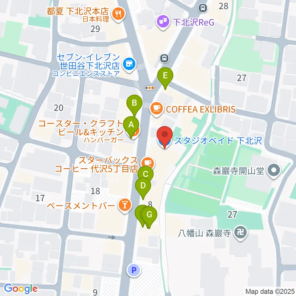 スタジオベイド下北沢店周辺のファミレス・ファーストフード一覧地図