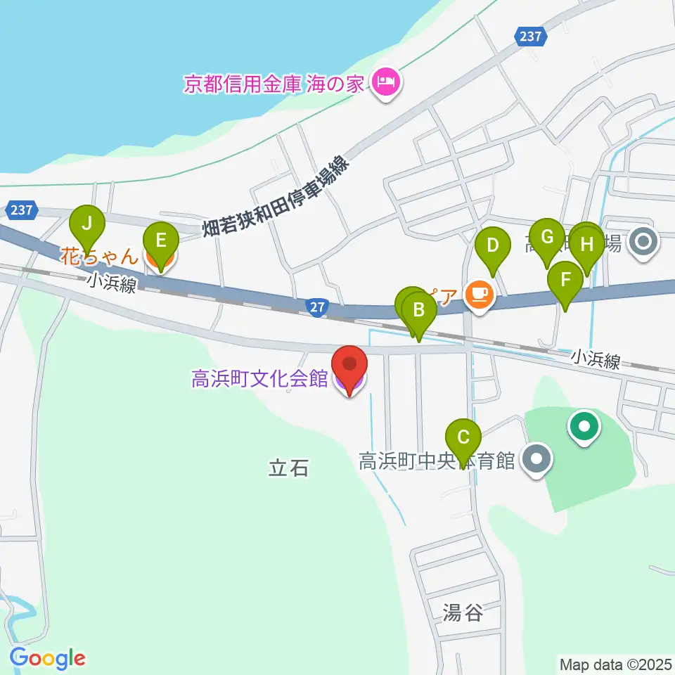 高浜町文化会館周辺のファミレス・ファーストフード一覧地図