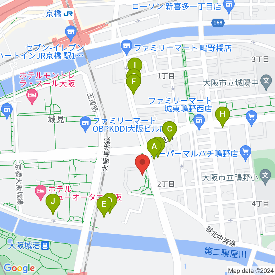 クレオ大阪東周辺のファミレス・ファーストフード一覧地図