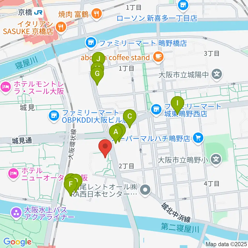クレオ大阪東周辺のファミレス・ファーストフード一覧地図