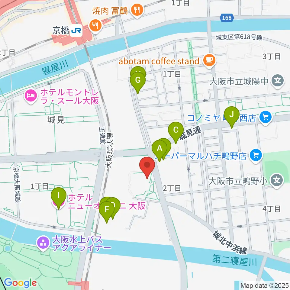 クレオ大阪東周辺のファミレス・ファーストフード一覧地図