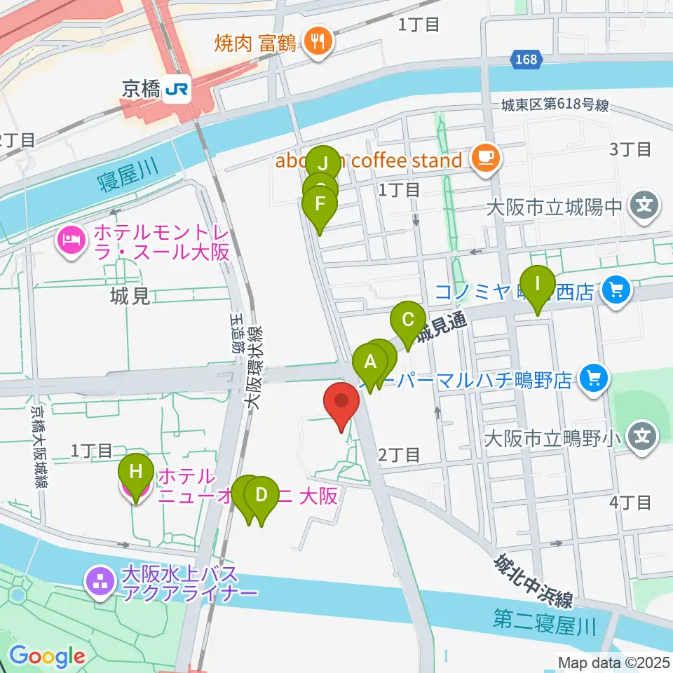 クレオ大阪東周辺のファミレス・ファーストフード一覧地図