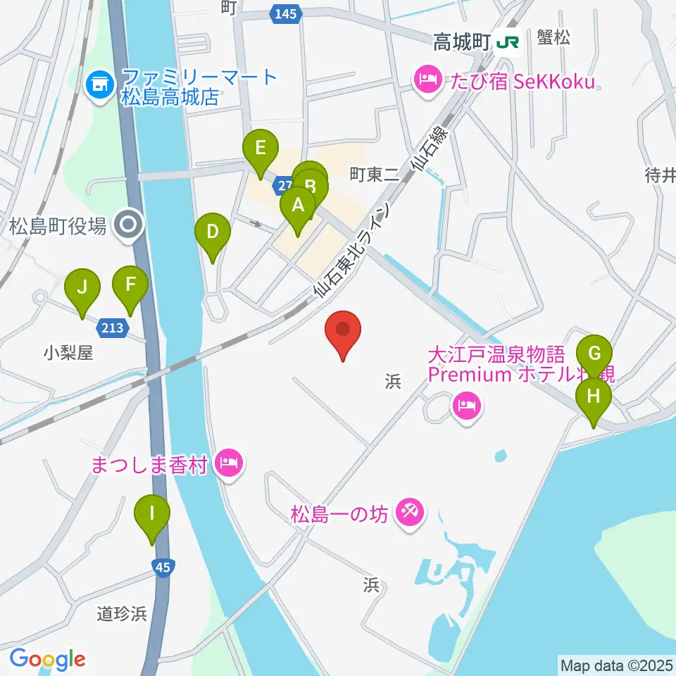松島町文化観光交流館 アトレ・るHall周辺のファミレス・ファーストフード一覧地図