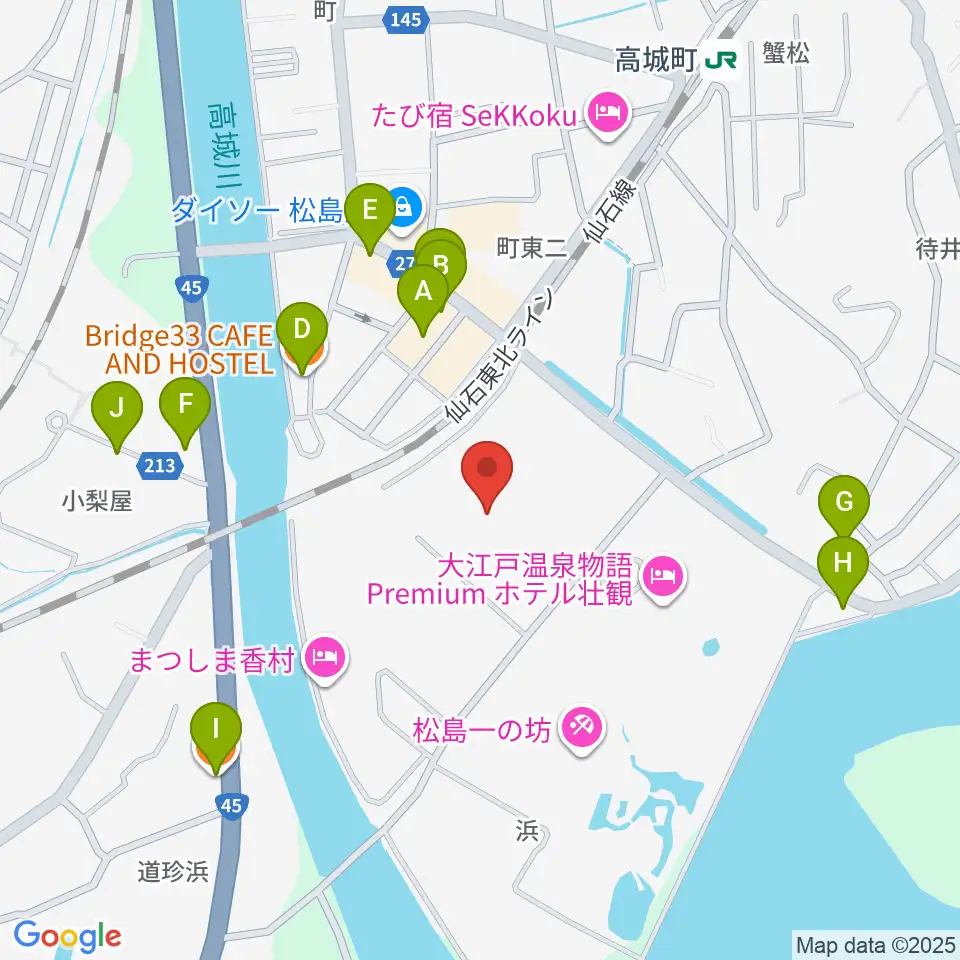 松島町文化観光交流館 アトレ・るHall周辺のファミレス・ファーストフード一覧地図
