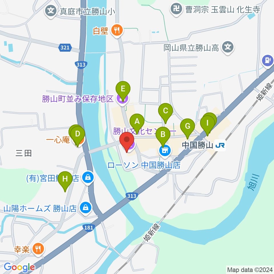 勝山文化センター周辺のファミレス・ファーストフード一覧地図