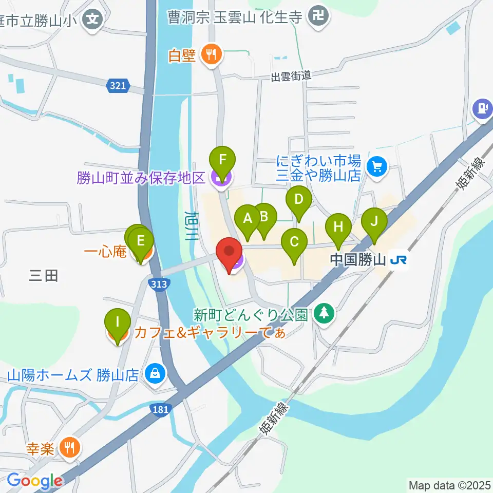 勝山文化センター周辺のファミレス・ファーストフード一覧地図