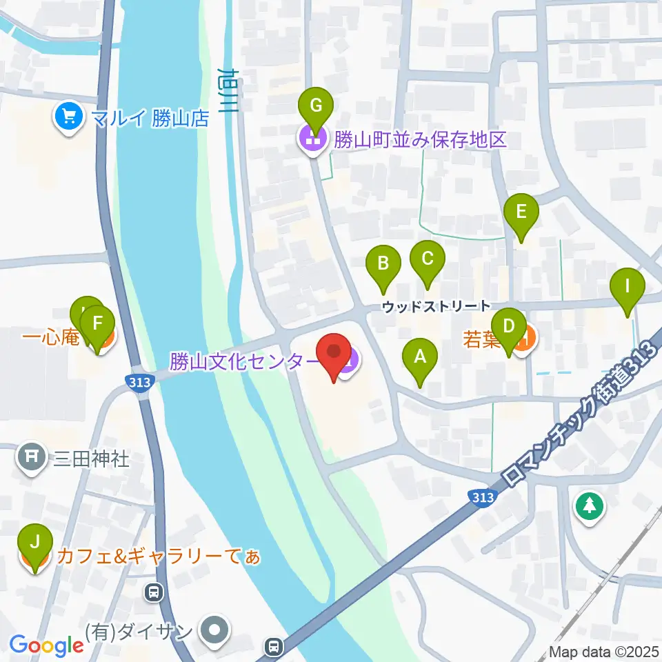 勝山文化センター周辺のファミレス・ファーストフード一覧地図