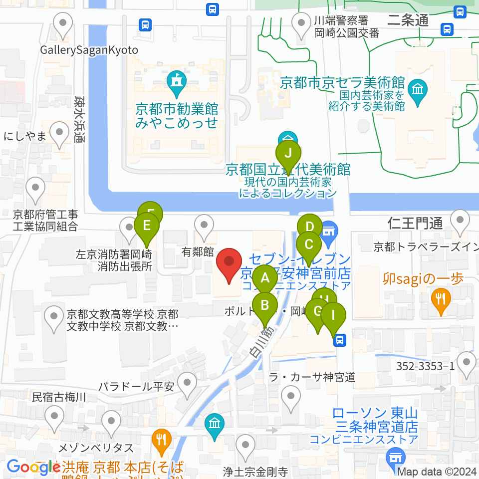 京都観世会館周辺のファミレス・ファーストフード一覧地図