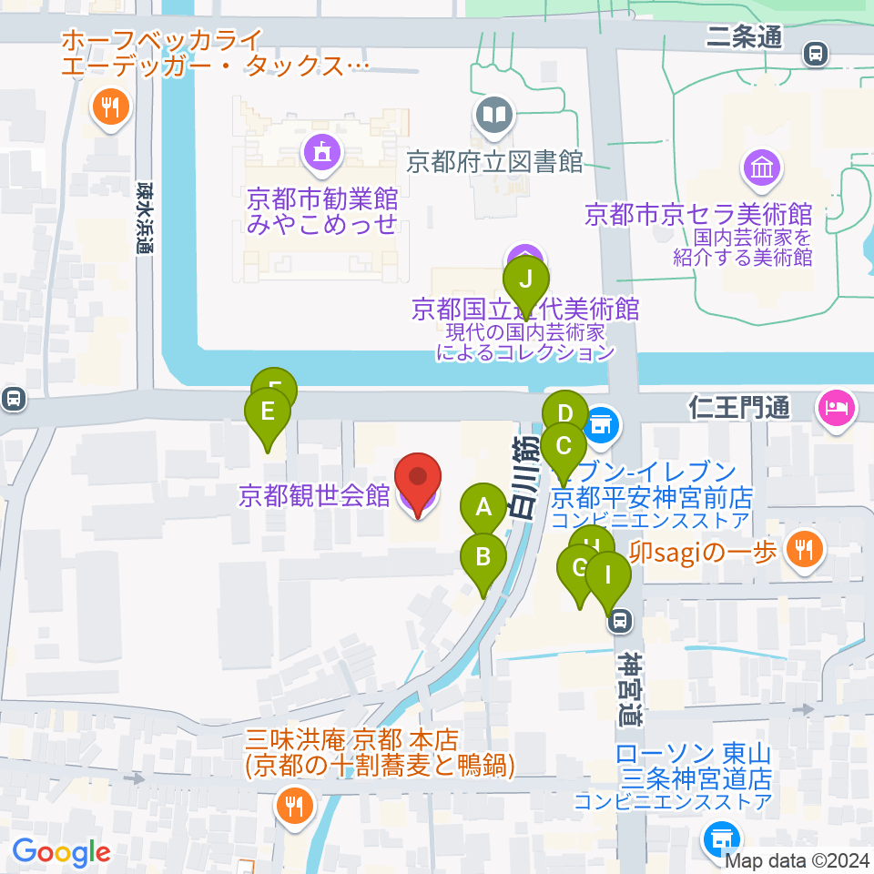 京都観世会館周辺のファミレス・ファーストフード一覧地図