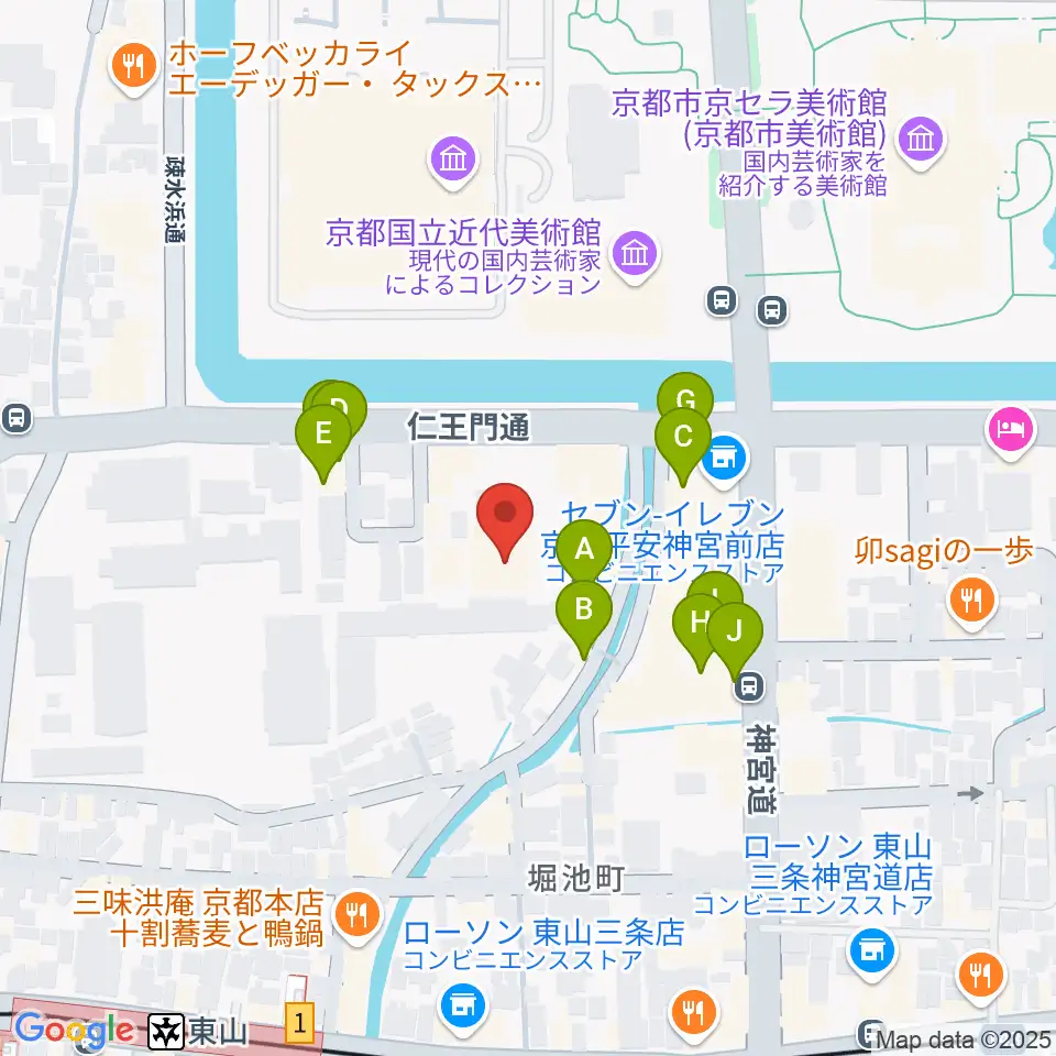 京都観世会館周辺のファミレス・ファーストフード一覧地図