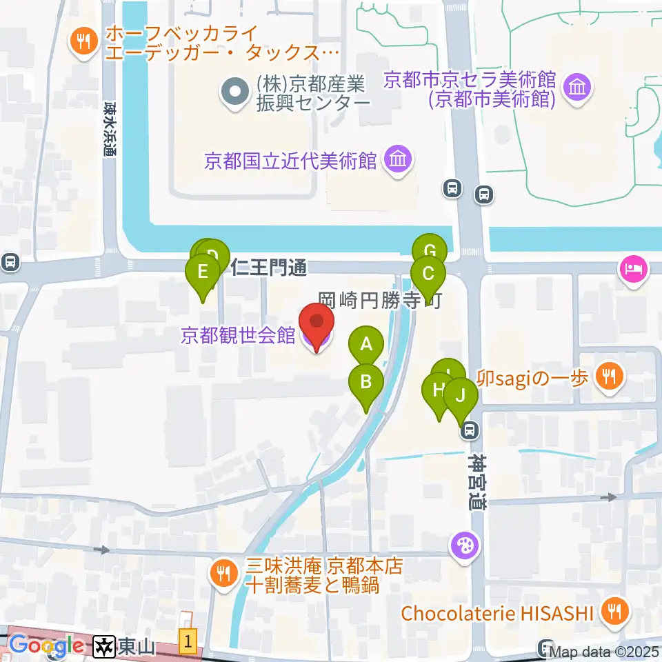 京都観世会館周辺のファミレス・ファーストフード一覧地図