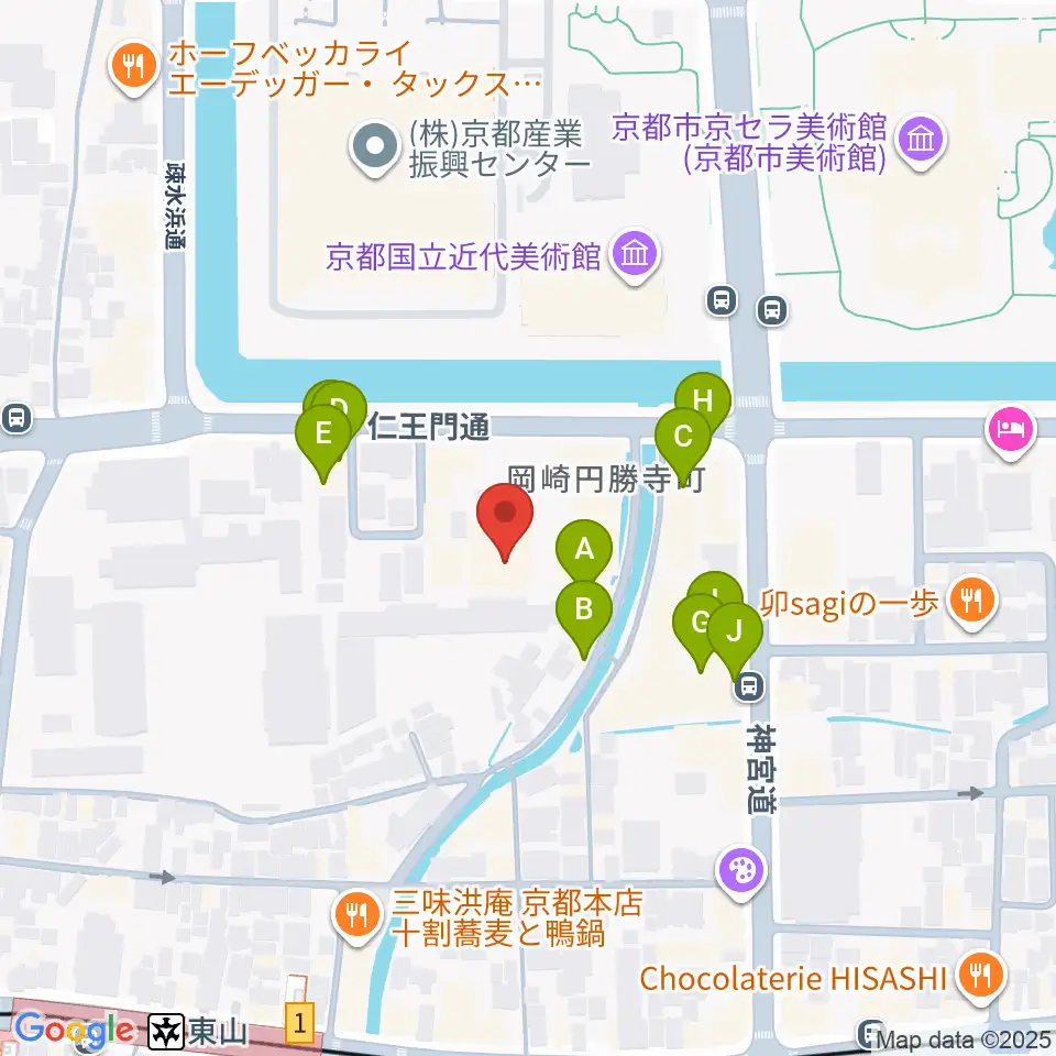京都観世会館周辺のファミレス・ファーストフード一覧地図
