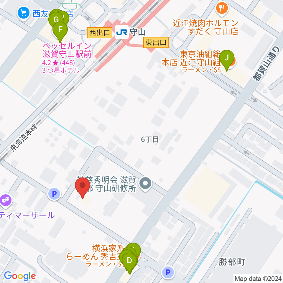 守山Blue周辺のファミレス・ファーストフード一覧地図