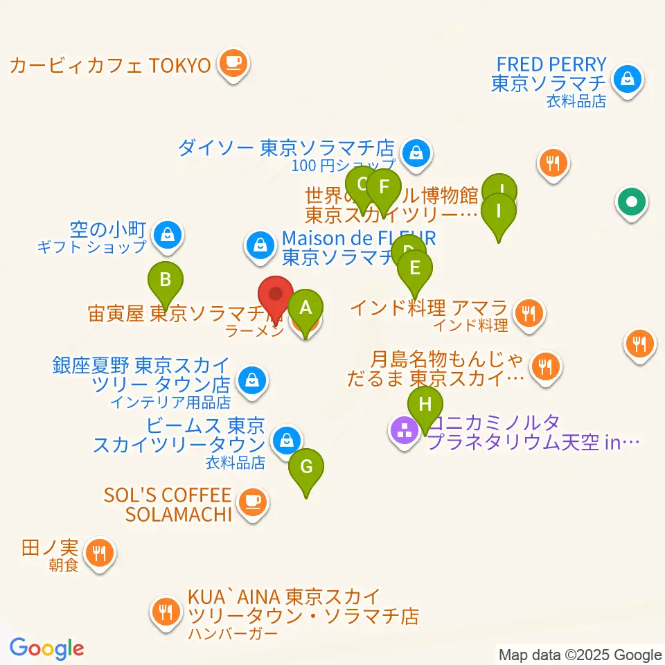 プラネタリウム天空周辺のファミレス・ファーストフード一覧地図