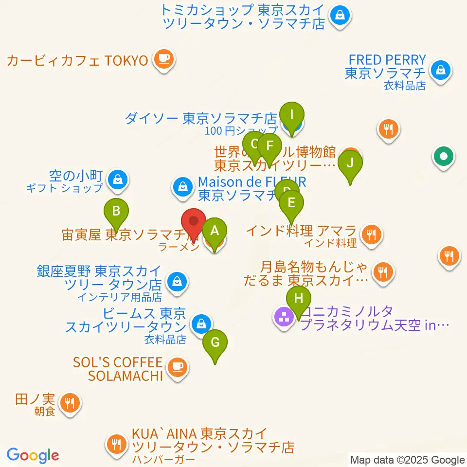 プラネタリウム天空周辺のファミレス・ファーストフード一覧地図