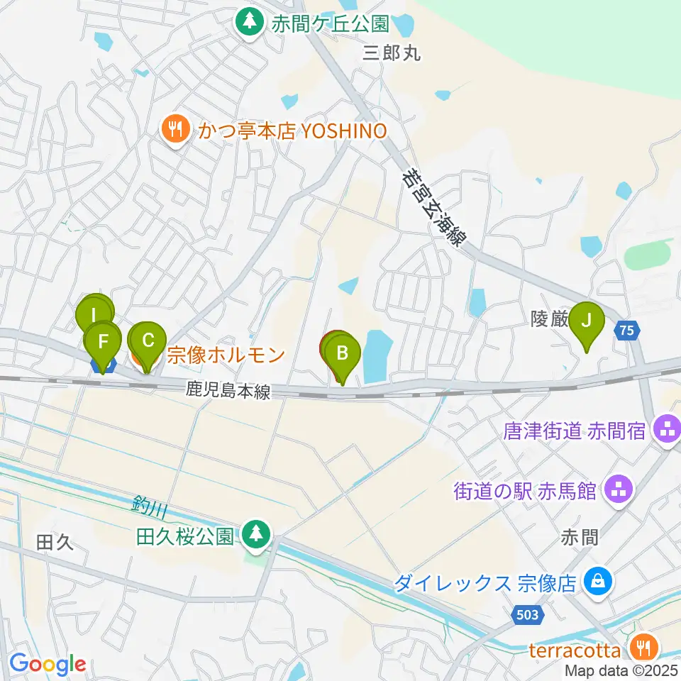 ジョーカーズサウンド周辺のファミレス・ファーストフード一覧地図