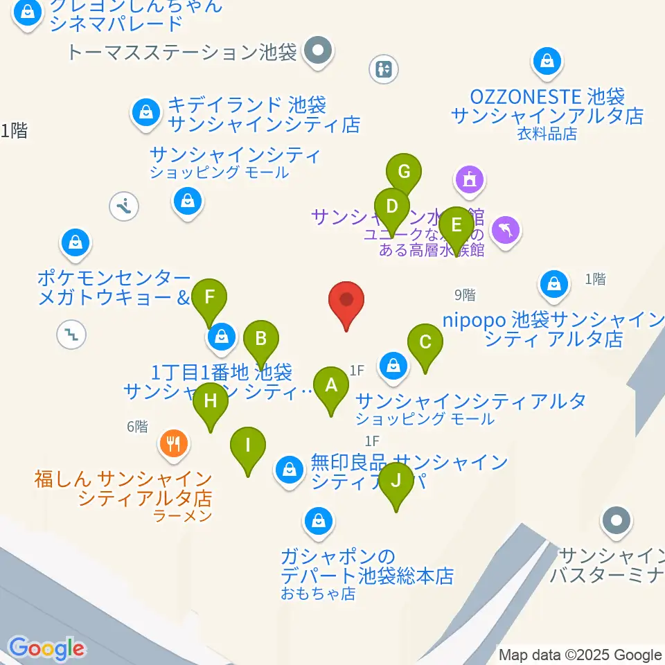プラネタリウム満天周辺のファミレス・ファーストフード一覧地図