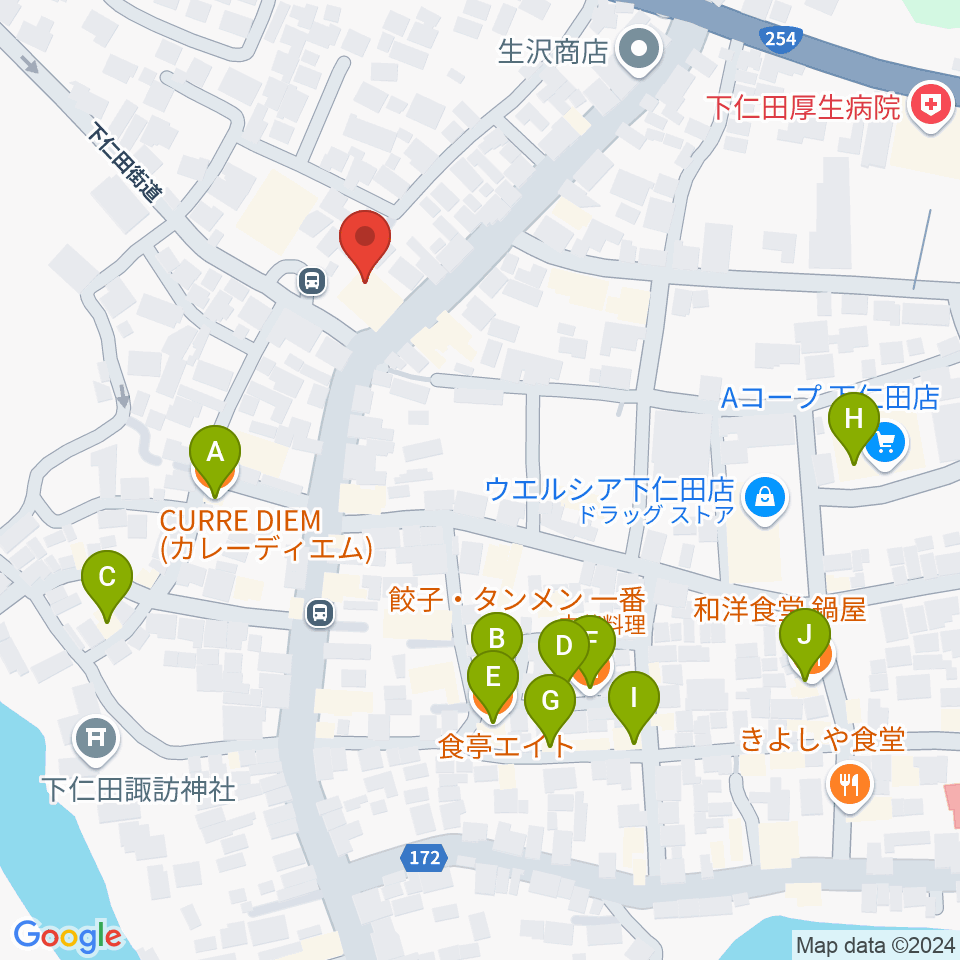 下仁田町文化ホール周辺のファミレス・ファーストフード一覧地図