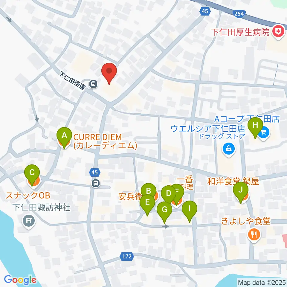 下仁田町文化ホール周辺のファミレス・ファーストフード一覧地図