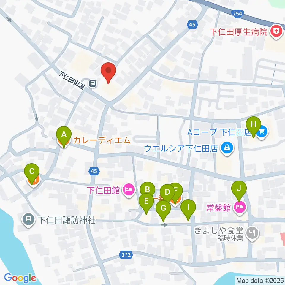 下仁田町文化ホール周辺のファミレス・ファーストフード一覧地図