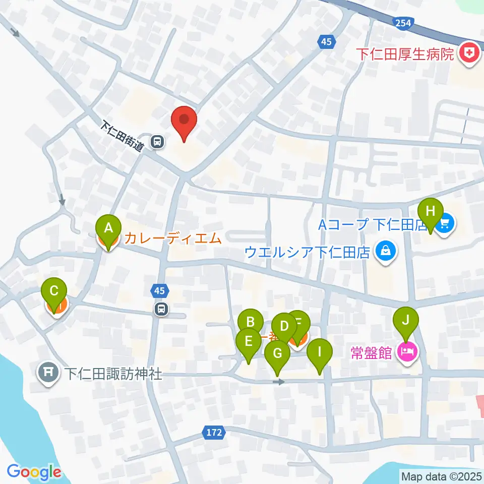 下仁田町文化ホール周辺のファミレス・ファーストフード一覧地図