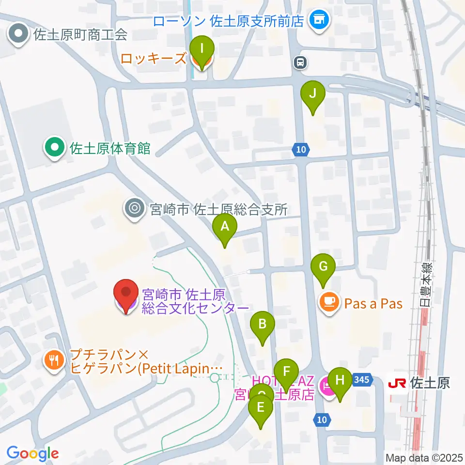 宮崎市佐土原総合文化センター周辺のファミレス・ファーストフード一覧地図