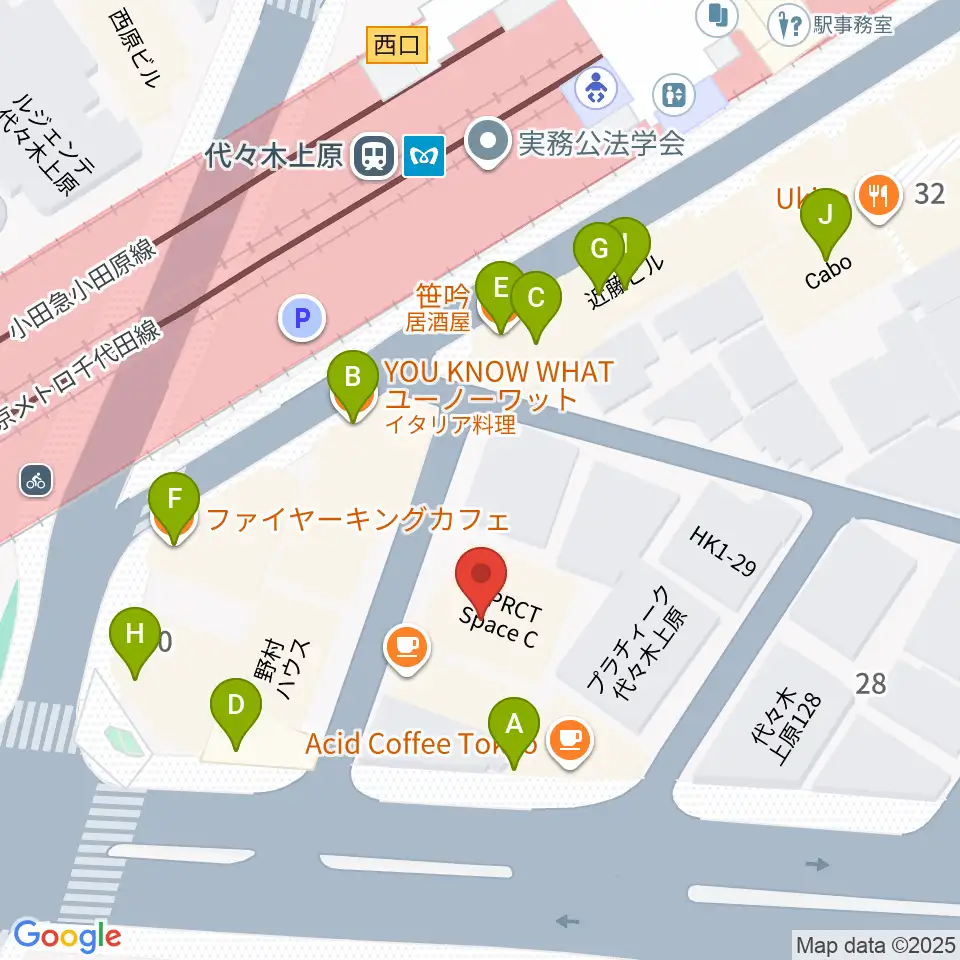 代々木上原OPRCT周辺のファミレス・ファーストフード一覧地図