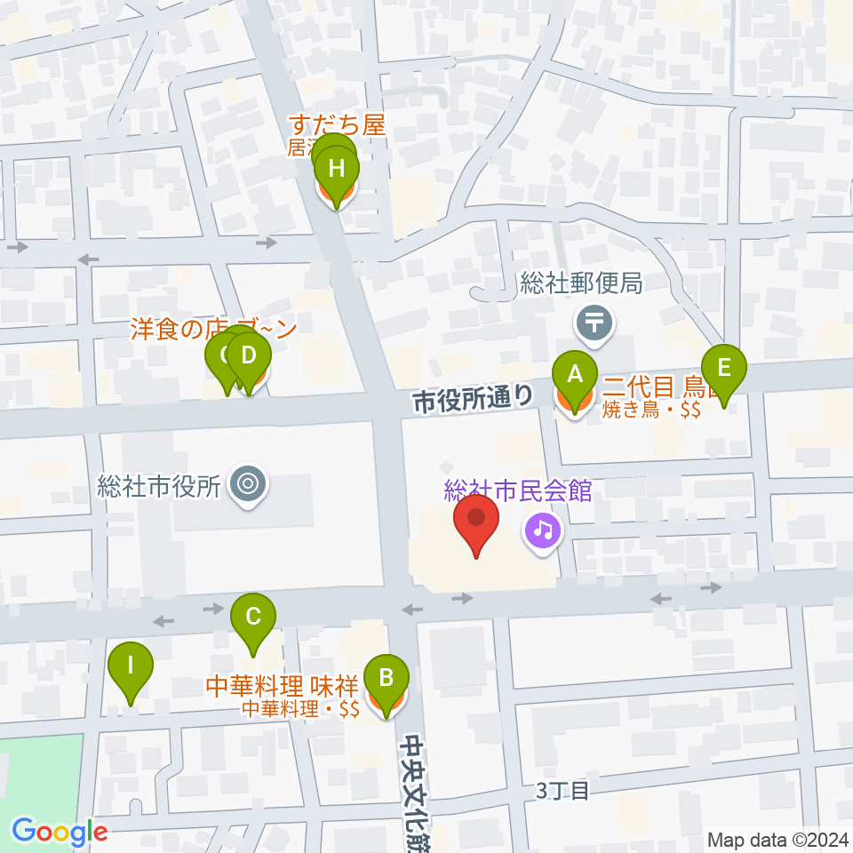 総社市民会館周辺のファミレス・ファーストフード一覧地図