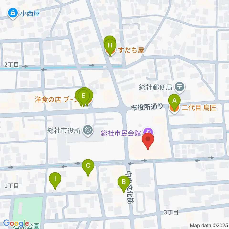 総社市民会館周辺のファミレス・ファーストフード一覧地図