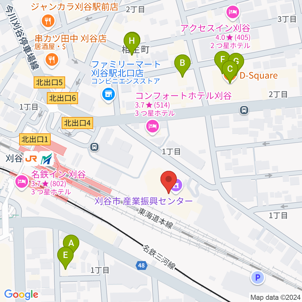 刈谷市産業振興センター周辺のファミレス・ファーストフード一覧地図