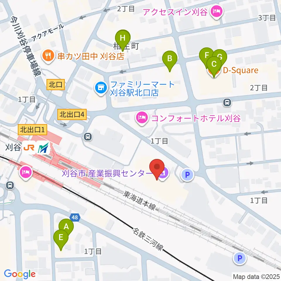 刈谷市産業振興センター周辺のファミレス・ファーストフード一覧地図