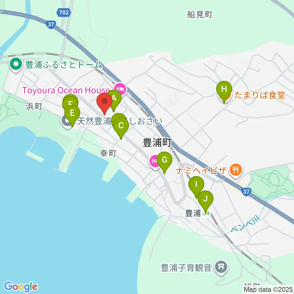 豊浦町地域交流センター とわにー周辺のファミレス・ファーストフード一覧地図