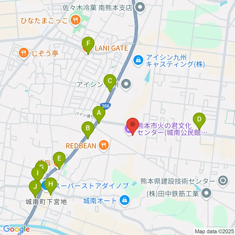 火の君文化ホール周辺のファミレス・ファーストフード一覧地図