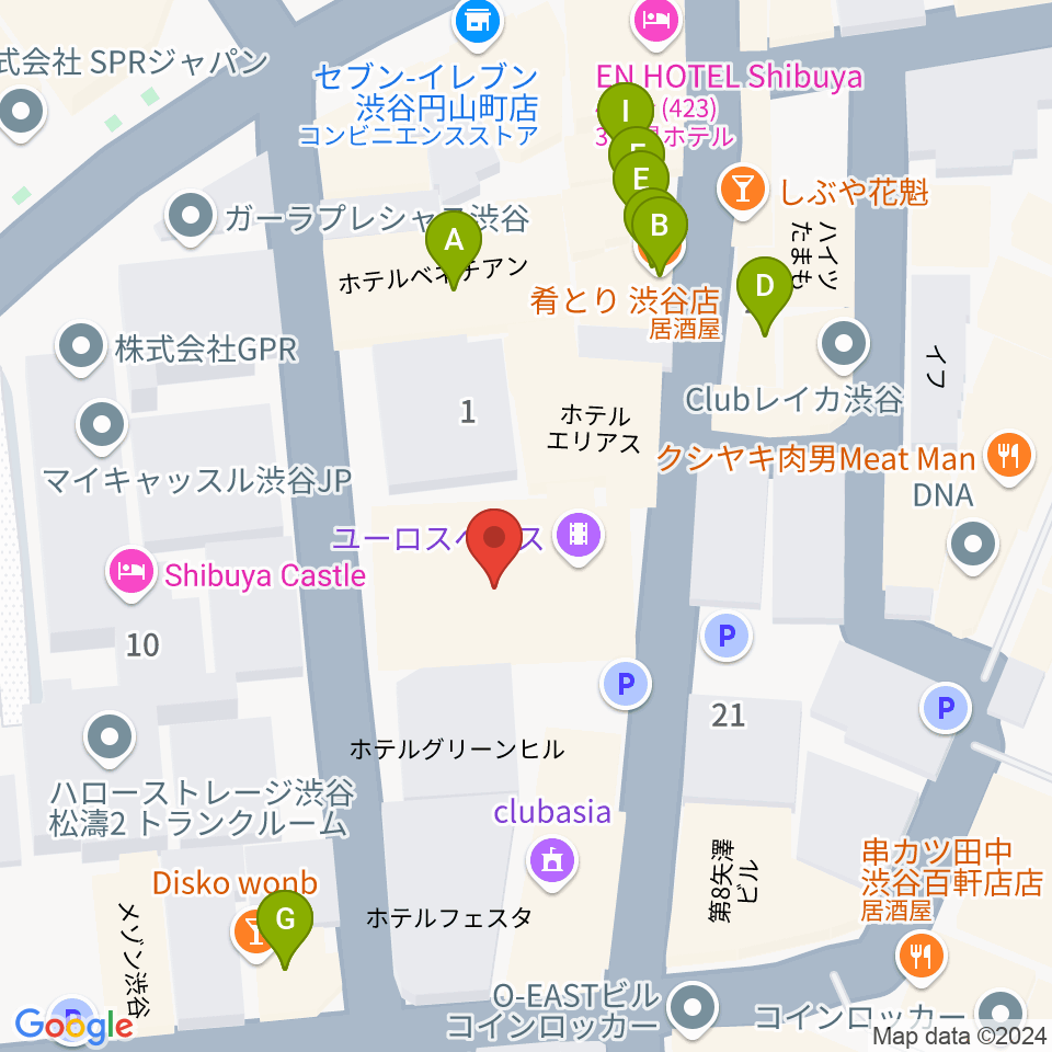 シネマヴェーラ渋谷周辺のファミレス・ファーストフード一覧地図