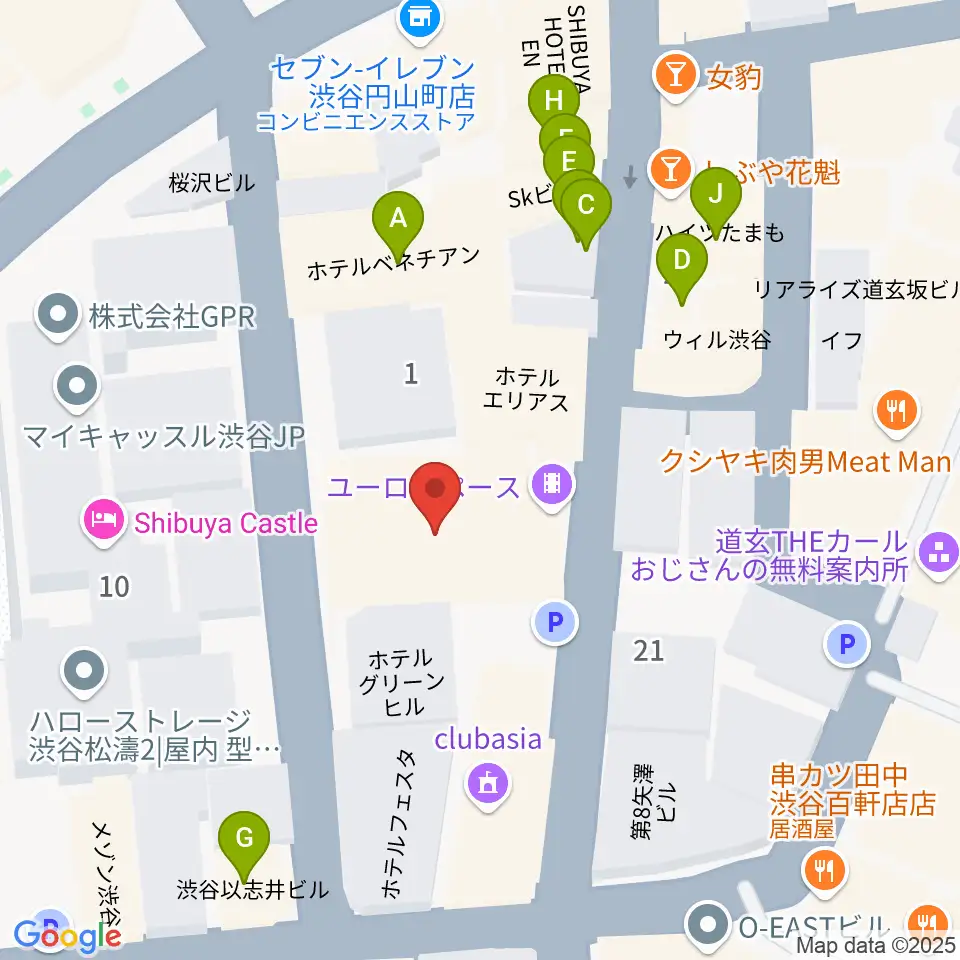 シネマヴェーラ渋谷周辺のファミレス・ファーストフード一覧地図