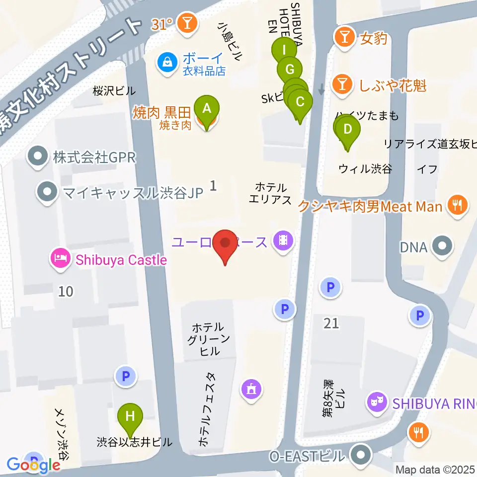 シネマヴェーラ渋谷周辺のファミレス・ファーストフード一覧地図