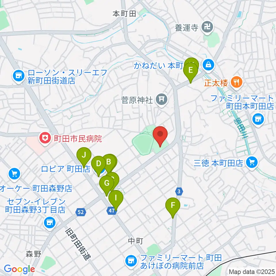 サン町田旭体育館周辺のファミレス・ファーストフード一覧地図