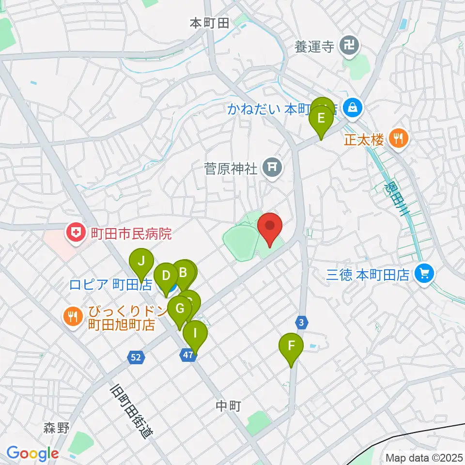 サン町田旭体育館周辺のファミレス・ファーストフード一覧地図