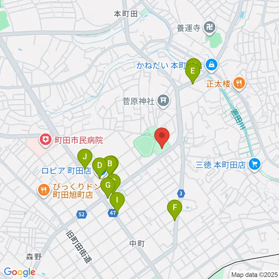 サン町田旭体育館周辺のファミレス・ファーストフード一覧地図