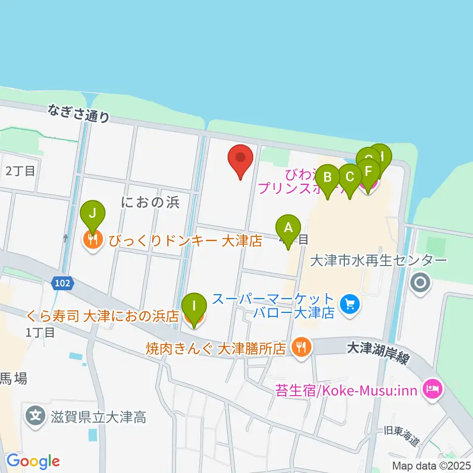 滋賀県立武道館周辺のファミレス・ファーストフード一覧地図
