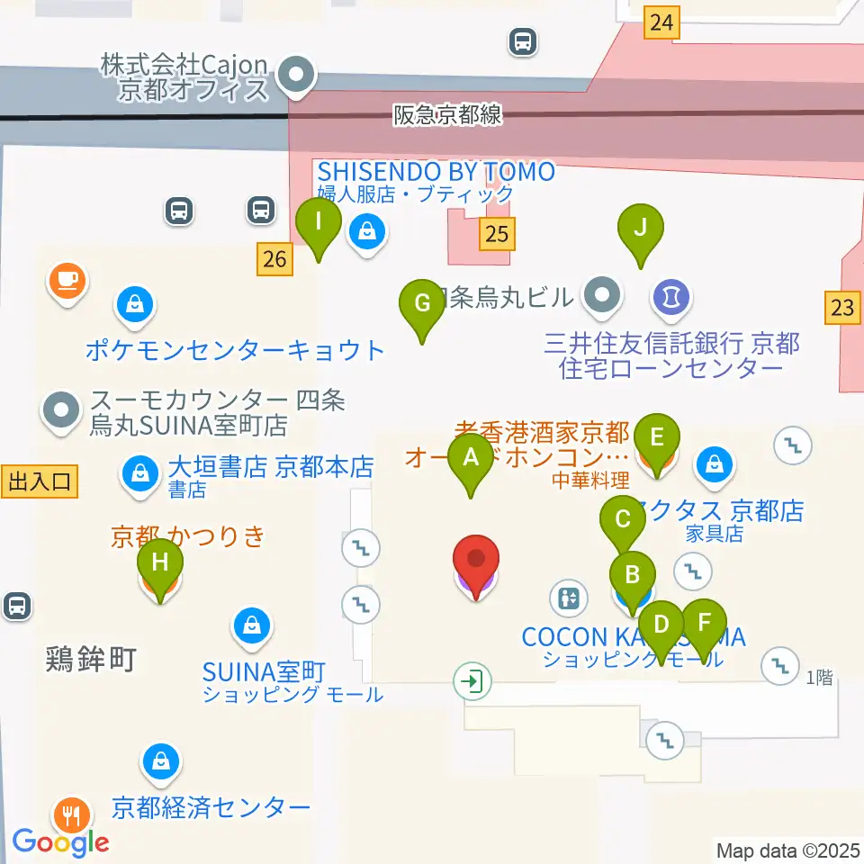 京都シネマ周辺のファミレス・ファーストフード一覧地図