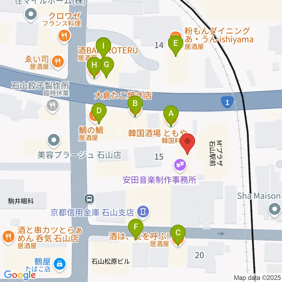 アンネの音楽教室周辺のファミレス・ファーストフード一覧地図
